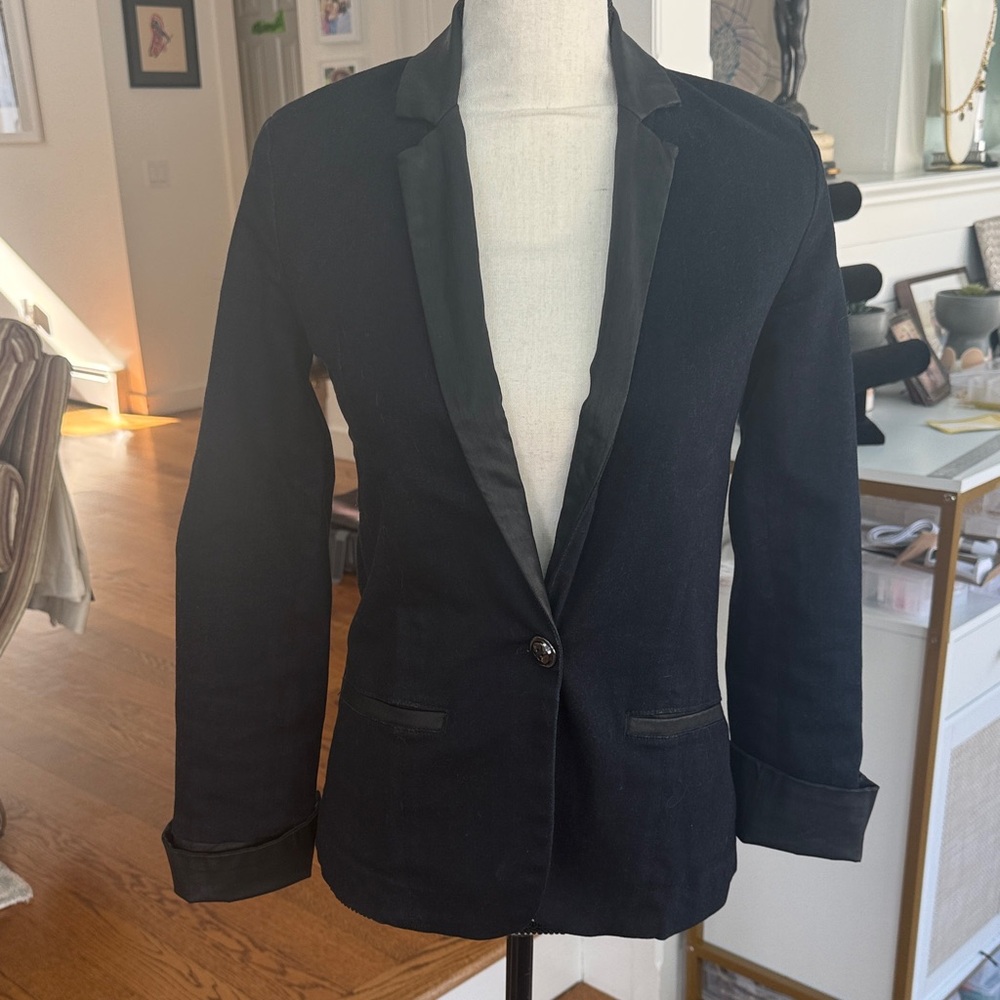 7 for Mankind Dark Wash with Satin Trim Jacket Size XS